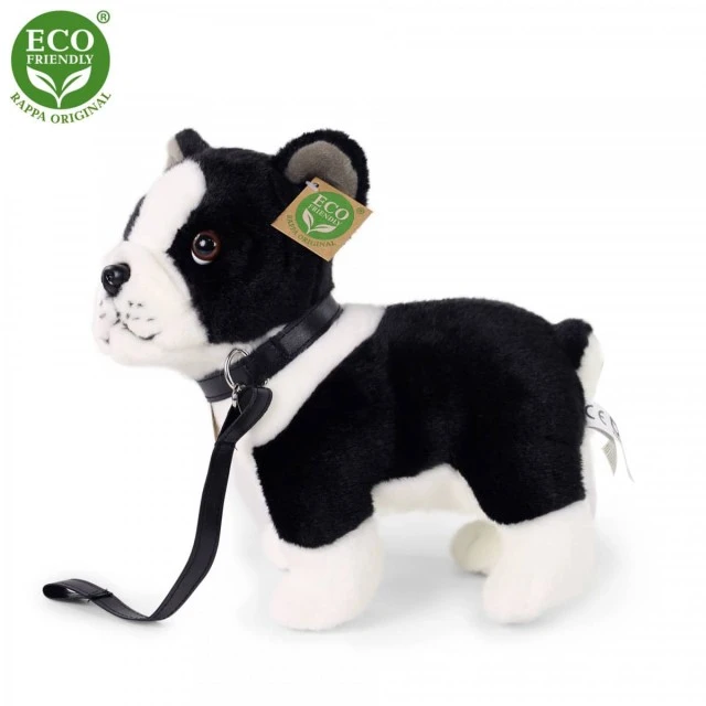 Λούτρινο σκυλί Boston terrier με λουρί όρθιο 23 cm.