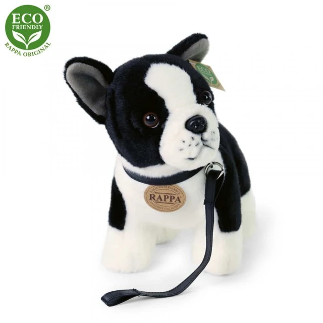 Λούτρινο σκυλί Boston terrier με λουρί όρθιο 23 cm.
