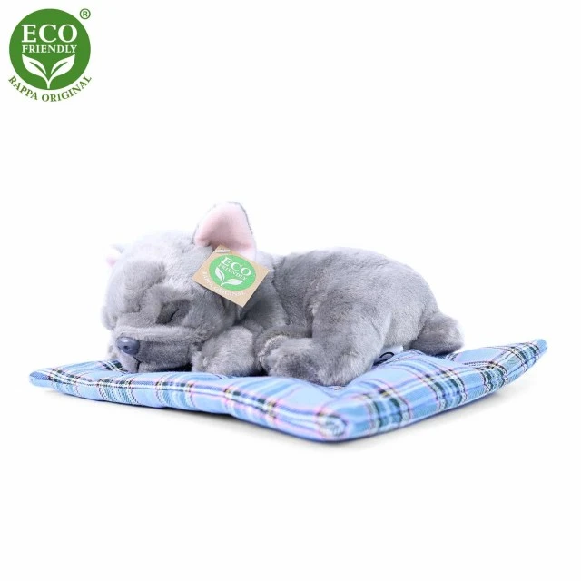 Λούτρινο Dog Grey French Bulldog που κοιμάται σε χαλί 23 cm.