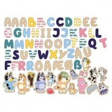 Σετ ξύλινα μαγνητικά γράμματα και ειδώλια Μπλε 70 τεμαχίων