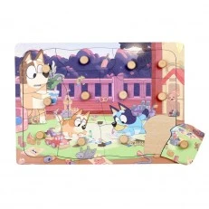 Ξύλινο παζλ με χερούλια Bluey 12 τεμαχίων