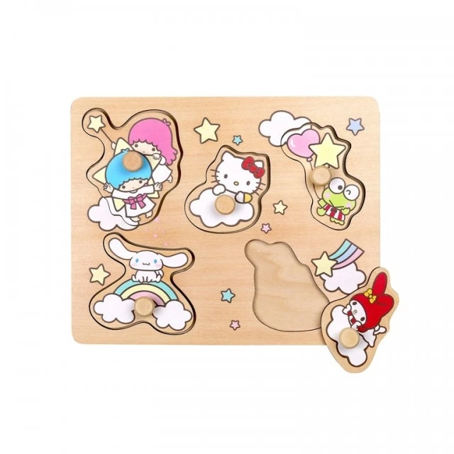 Ξύλινο παζλ με χερούλια Hello Kitty 5 τεμαχίων