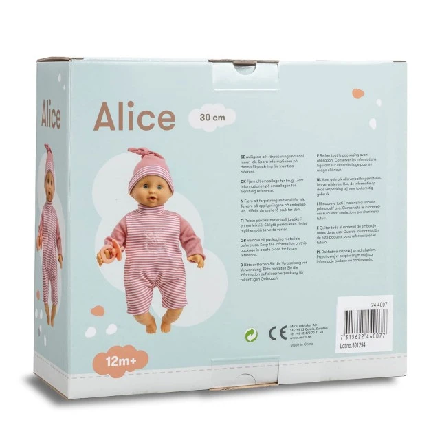 Κούκλα Baby Alice με πιπίλα 30 cm σε κουτί
