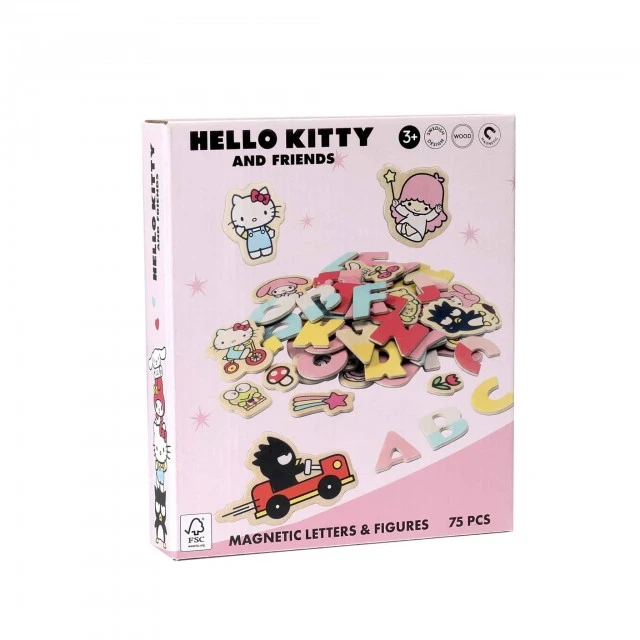 Σετ ξύλινα μαγνητικά γράμματα και ειδώλια Hello Kitty 75 τεμαχίων