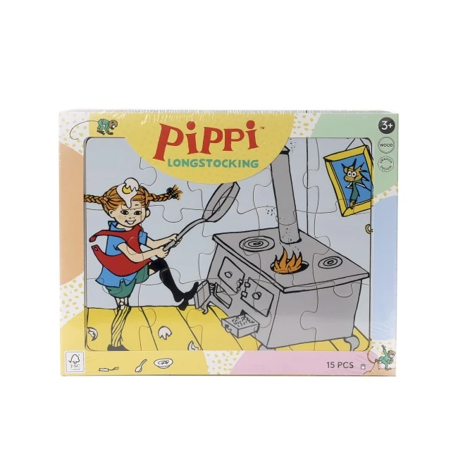 Η Pippi φτιάχνει τηγανίτες ξύλινο παζλ 15 τεμαχίων