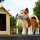 Λούτρινο σκυλί Akita 30 cm όρθιο