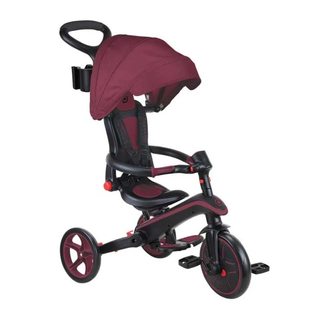 Παιδικό τρίκυκλο 4 σε 1 GLOBBER EXPLORER TRIKE ΠΤΥΣΣΟΜΕΝΟ, πτυσσόμενο, μπορντό χρώμα