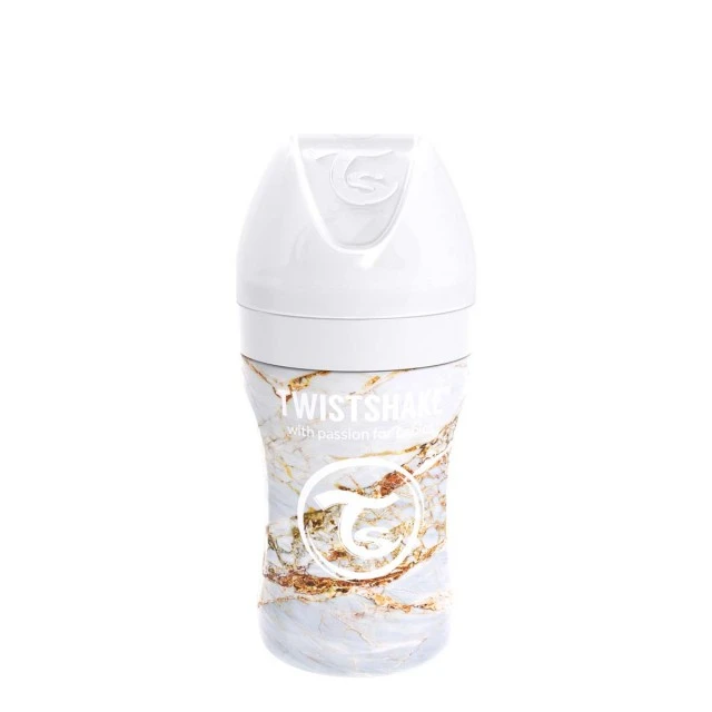 Μπιμπερό Twistshake 260 ml από ανοξείδωτο ατσάλι - Μαρμάρινο λευκό