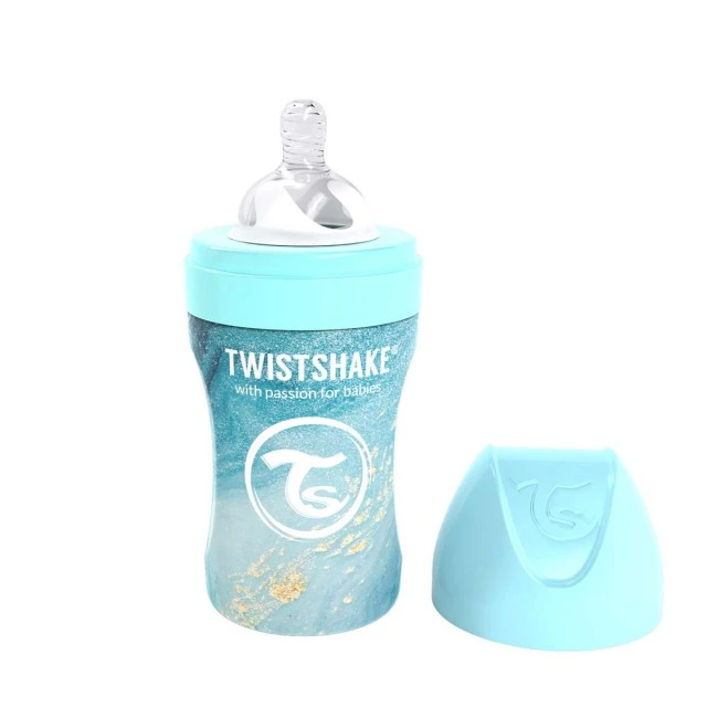 Μπιμπερό Twistshake 260 ml από ανοξείδωτο ατσάλι - Μαρμάρινο μπλε