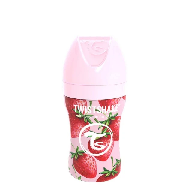 Μπιμπερό Twistshake 260 ml από ανοξείδωτο ατσάλι - Pink Strawberry