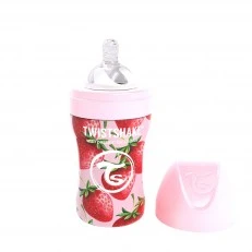 Μπιμπερό Twistshake 260 ml από ανοξείδωτο ατσάλι - Pink Strawberry