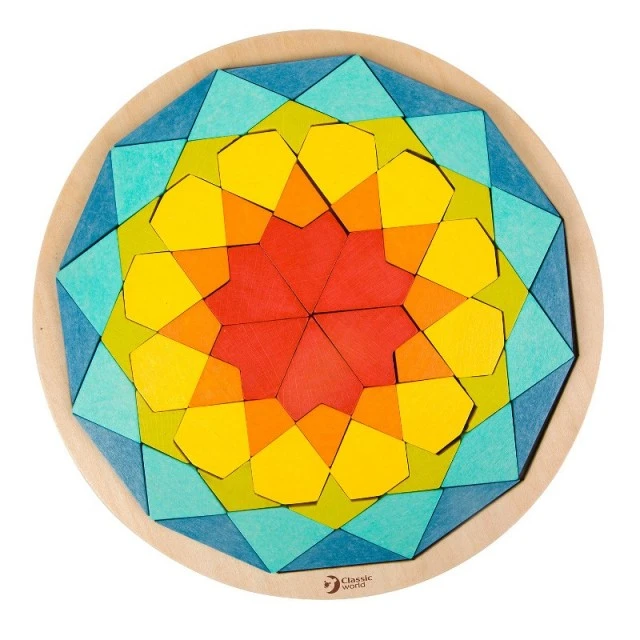 Ξύλινο χρωματιστό παζλ με μπλοκ Mandala