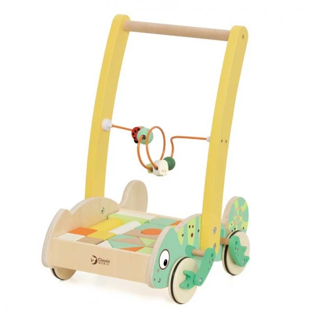 Ξύλινη στράτα Classic World Chameleon με ξύλινα τουβλάκια για μωρά