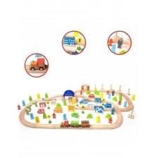 Ξύλινο τρένο με ράγες - 110 μέρη