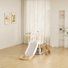 Παιδική τσουλήθρα με τηλεσκόπιο και μπασκέτα - καφέ