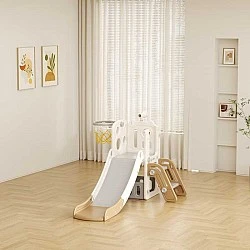 Παιδική τσουλήθρα με τηλεσκόπιο και μπασκέτα - καφέ