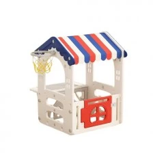 Παιδικό πλαστικό σπιτάκι με μπασκέτα και τραπέζι παιχνιδιού σε θαλασσί χρώματα