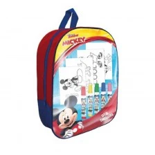 Παιδικό σακίδιο πλάτης με αξεσουάρ για χρωματισμό "Mickey Mouse" - 12 μέρη