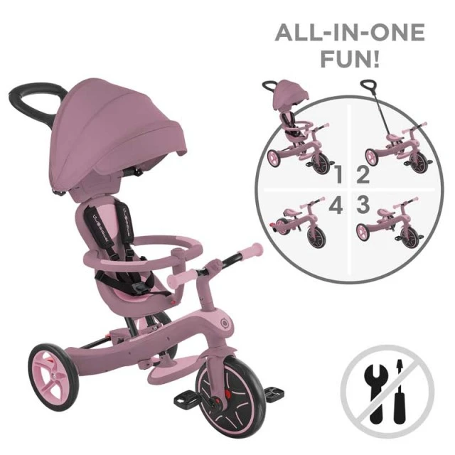 Παιδικό τρίκυκλο 4 σε 1 GLOBBER EXPLORER TRIKE ECOLOGIC, μούρο