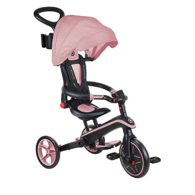 Παιδικό τρίκυκλο 4 σε 1 GLOBBER EXPLORER TRIKE FOLDABLE, αναδιπλούμενο, ροζ χρώμα