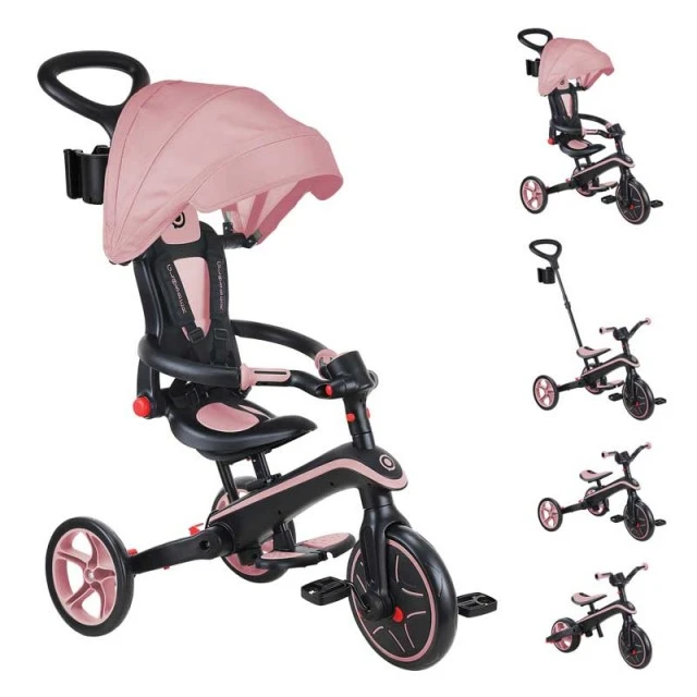 Παιδικό τρίκυκλο 4 σε 1 GLOBBER EXPLORER TRIKE FOLDABLE, αναδιπλούμενο, ροζ χρώμα