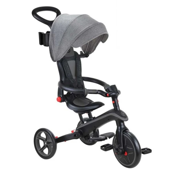 Παιδικό τρίκυκλο 4 σε 1 GLOBBER EXPLORER TRIKE FOLDABLE, αναδιπλούμενο, γκρι-μαύρο χρώμα
