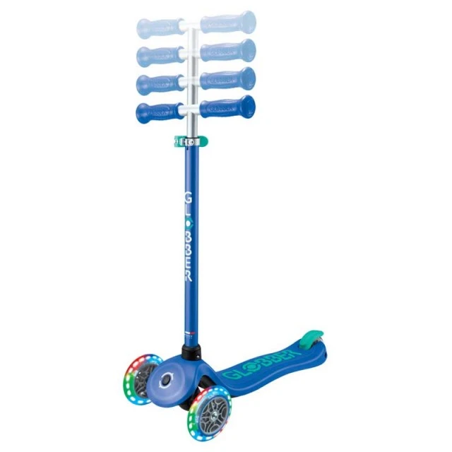 Παιδικό σκούτερ με 3 λαμπερούς τροχούς GLOBBER PRIMO PLUS LIGHTS, μπλε - πράσινο