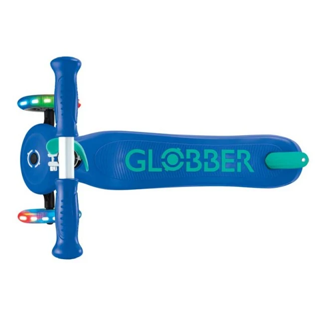 Παιδικό σκούτερ με 3 λαμπερούς τροχούς GLOBBER PRIMO PLUS LIGHTS, μπλε - πράσινο