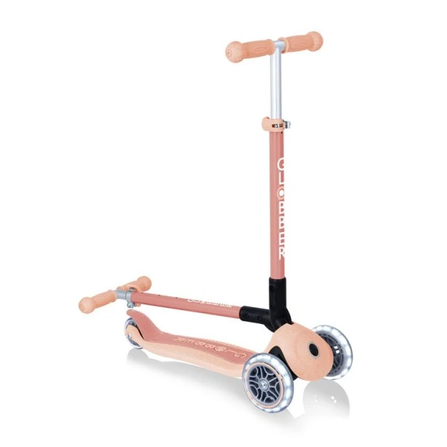 Eco scooter για παιδιά PRIMO FOLDABLE LIGHTS ECO - ροδακινί χρώμα