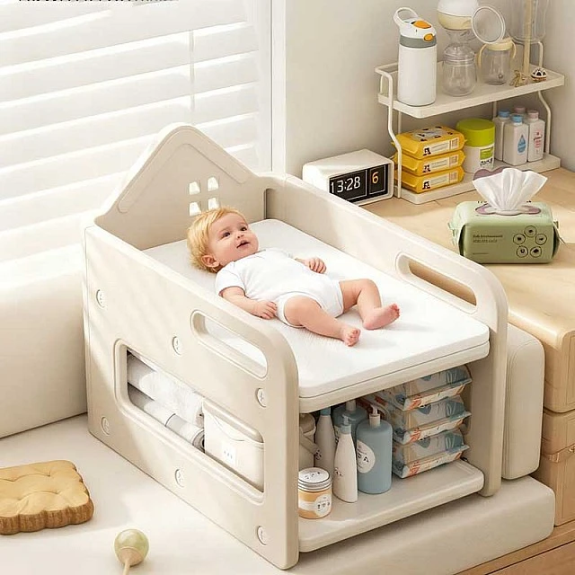 Στρώμα αλλαγής μωρού Feelkids με θήκη για πάνες και αξεσουάρ μωρού – μπεζ