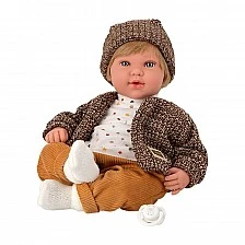 Κούκλα Iria αγόρι με καφέ τζιν και γιλέκο με 14 διαφορετικούς ήχους - 45 εκ.
