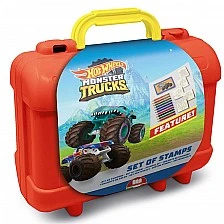 Κασετίνα Hot Wheels με 10 χρωματιστά μολύβια, 5 σφραγίδες και αυτοκόλλητα παζλ για διακόσμηση