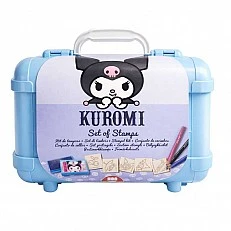 Κασετίνα τέχνης Kuromi με 10 χρωματιστά μολύβια, 5 σφραγίδες και αυτοκόλλητα παζλ για διακόσμηση