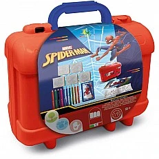 Κασετίνα τέχνης Spiderman με 10 χρωματιστά μολύβια, 5 σφραγίδες και αυτοκόλλητα παζλ για διακόσμηση