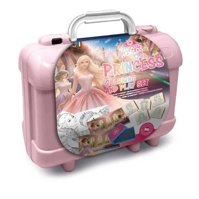Κασετίνα τέχνης PIXIE PRINCESS με 10 χρωματιστά μολύβια, 5 σφραγίδες και αυτοκόλλητα παζλ για διακόσμηση