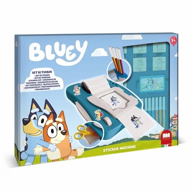 Κιτ δημιουργίας αυτοκόλλητων Bluey με 12 μαρκαδόρους, 50 αυτοκόλλητα, 7 σφραγίδες και ένα βιβλίο ζωγραφικής