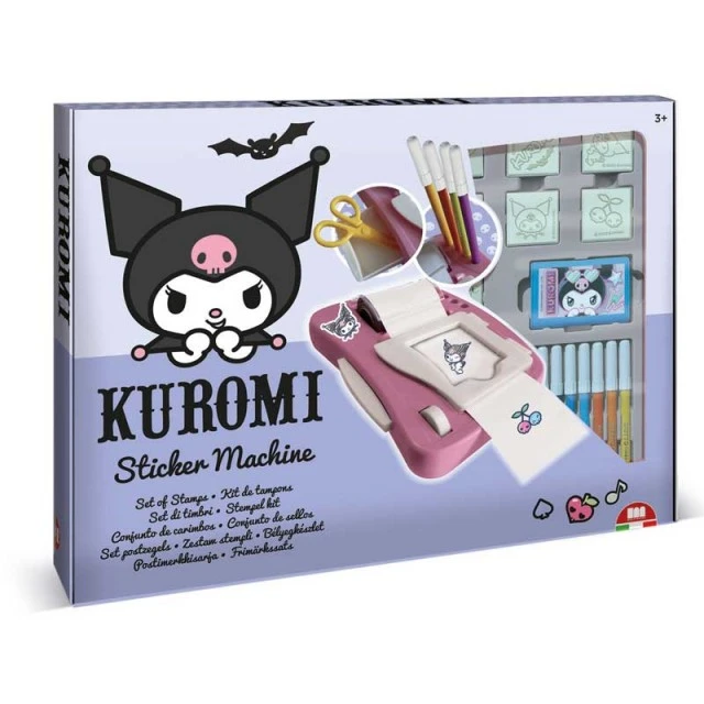 Κιτ δημιουργίας αυτοκόλλητων Kuromi με 12 μαρκαδόρους, 50 αυτοκόλλητα, 7 σφραγίδες και ένα βιβλίο ζωγραφικής