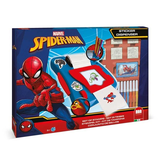 Κιτ δημιουργίας αυτοκόλλητων Spiderman με 12 μαρκαδόρους, 50 αυτοκόλλητα, 7 σφραγίδες και ένα βιβλίο ζωγραφικής