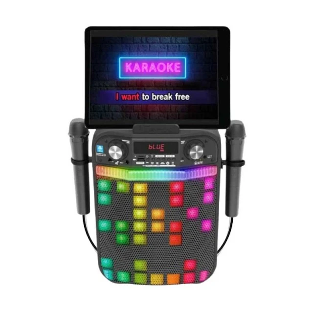Ηχείο Bluetooth καραόκε με 2 μικρόφωνα και λάμπα LED, μαύρο