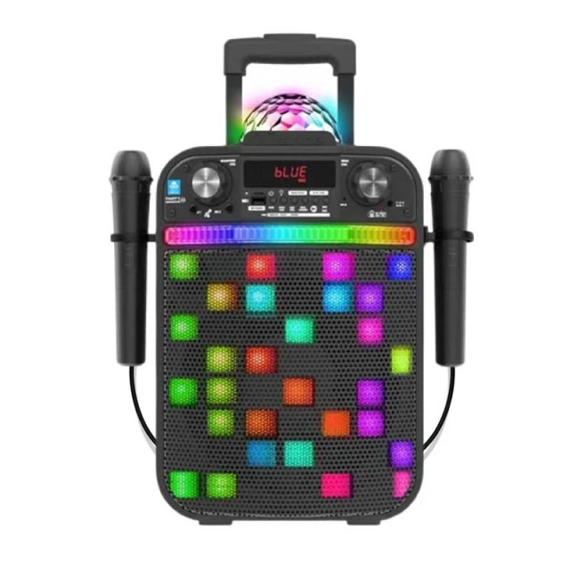 Ηχείο Bluetooth καραόκε με 2 μικρόφωνα και λάμπα LED, μαύρο