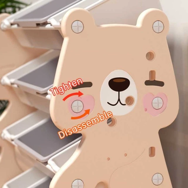Πλαστικό ράφι για παιδικά παιχνίδια - Ροζ αρκούδα