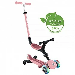 Πτυσσόμενο πατίνι 5 σε 1 GLOBBER GO UP ACTIVE LIGHTS 360° - παστέλ ροζ