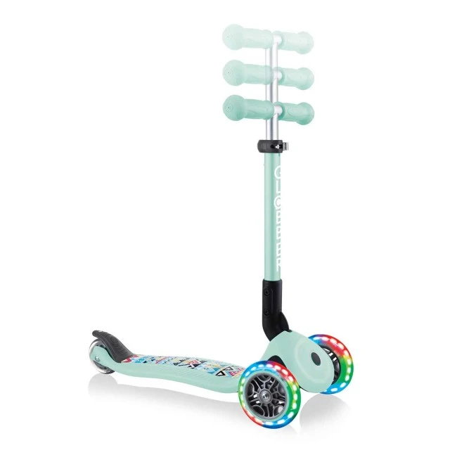 Αναδιπλούμενο σκούτερ Globber Junior Fantasy Lights με φωτεινούς τροχούς, πράσινο της μέντας