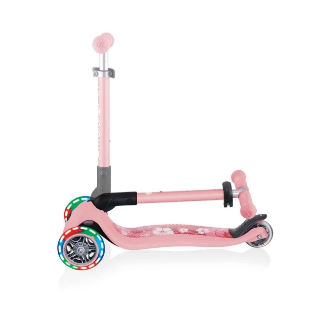 Globber Junior Fantasy Lights Πτυσσόμενο σκούτερ με λαμπερούς τροχούς, παστέλ ροζ