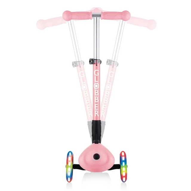 Globber Junior Fantasy Lights Πτυσσόμενο σκούτερ με λαμπερούς τροχούς, παστέλ ροζ