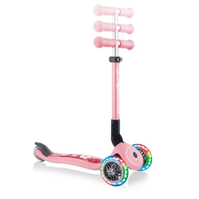 Globber Junior Fantasy Lights Πτυσσόμενο σκούτερ με λαμπερούς τροχούς, παστέλ ροζ