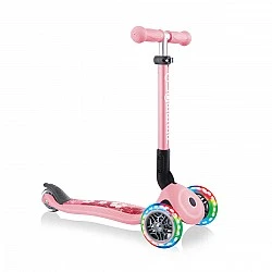 Globber Junior Fantasy Lights Πτυσσόμενο σκούτερ με λαμπερούς τροχούς, παστέλ ροζ