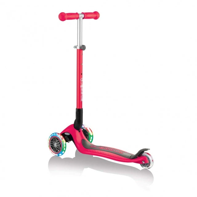 Πτυσσόμενο σκούτερ Globber Primo Foldable Lights με λαμπερά ελαστικά, κόκκινο