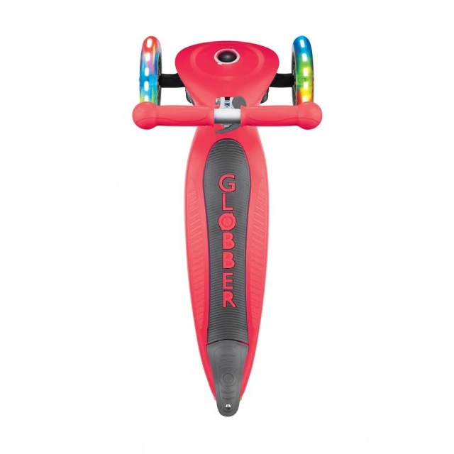 Πτυσσόμενο σκούτερ Globber Primo Foldable Lights με λαμπερά ελαστικά, κόκκινο