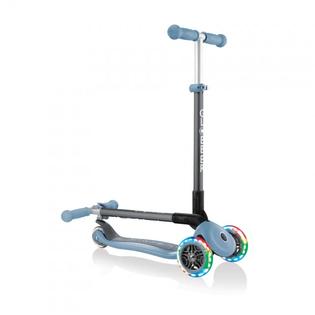 Globber Primo Foldable Lights Πτυσσόμενο σκούτερ με λαμπερά ελαστικά, παστέλ μπλε